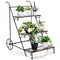 Gymax 3-Tier Metal Plant Stand Ladder Shaped Flower Pot Holder Storage Rack w/ Wheels